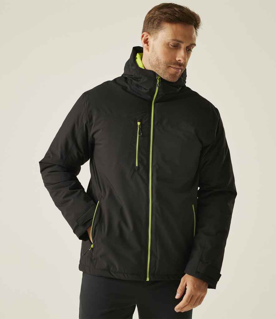 Regatta Navigate Waterproof Insulated Jacket | Black/Lime Green
