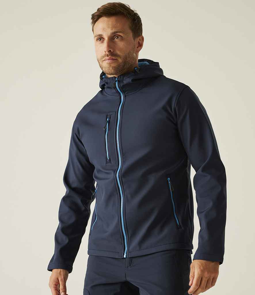 Regatta Navigate Two Layer Hooded Soft Shell Jacket | Navy/French Blue