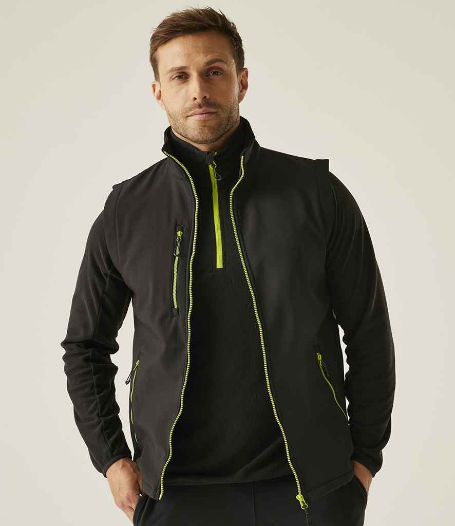 Regatta Navigate Two Layer Soft Shell Bodywarmer | Black/Lime Green