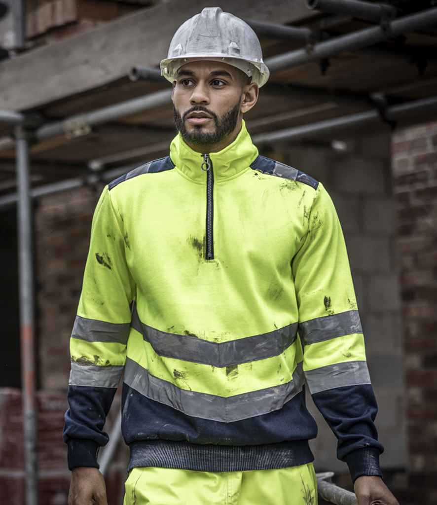 Regatta High Visibility Pro 1/4 Zip Sweatshirt | Yellow/Navy