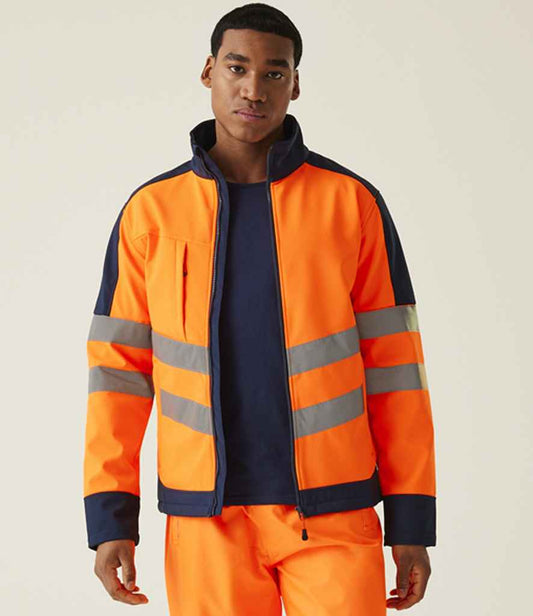 Regatta High Visibility Pro Soft Shell Jacket | Orange/Navy