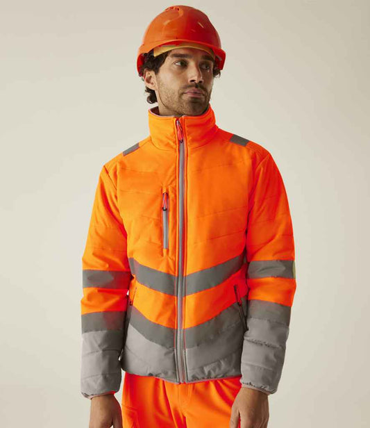 Regatta High Visibility Two Tone Thermal Baffle Jacket | Orange/Grey