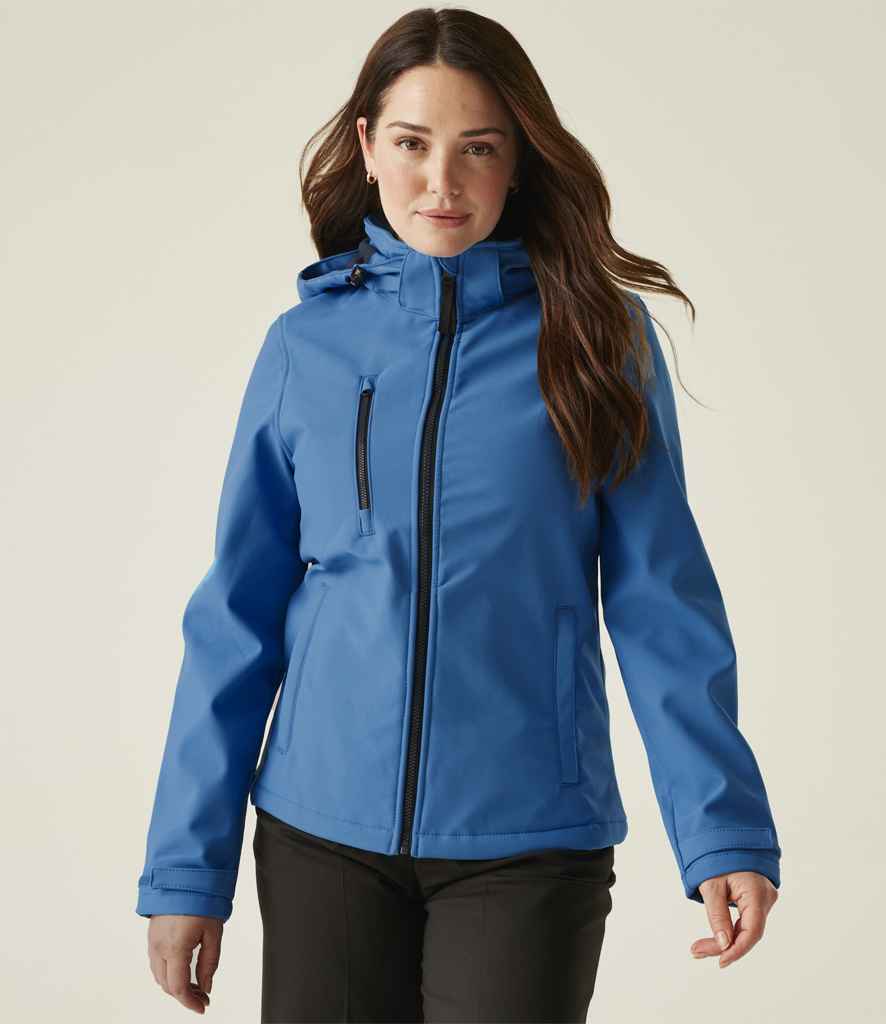 Regatta Ladies Venturer Three Layer Hooded Soft Shell Jacket | French Blue/Navy