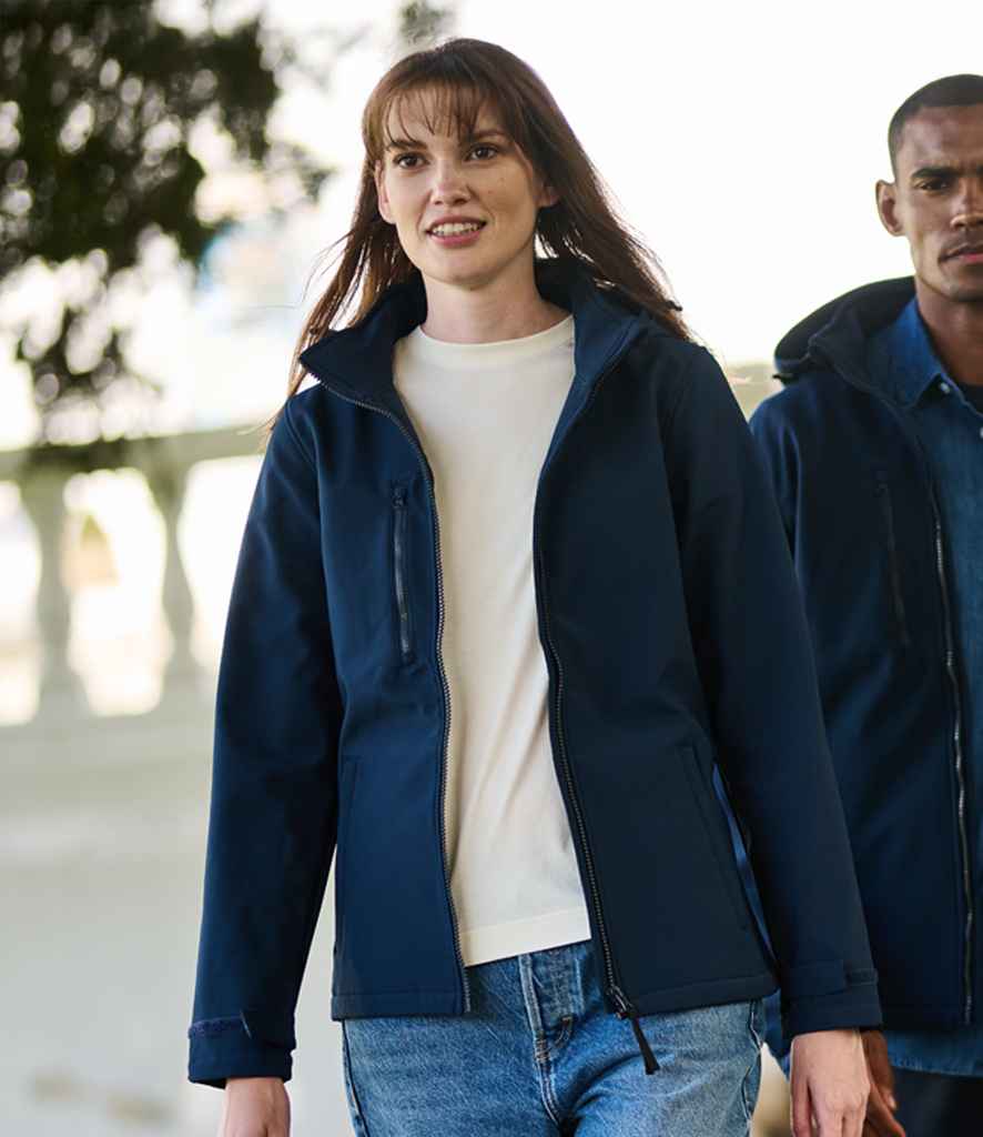 Regatta Ladies Venturer Three Layer Hooded Soft Shell Jacket | Navy/Navy