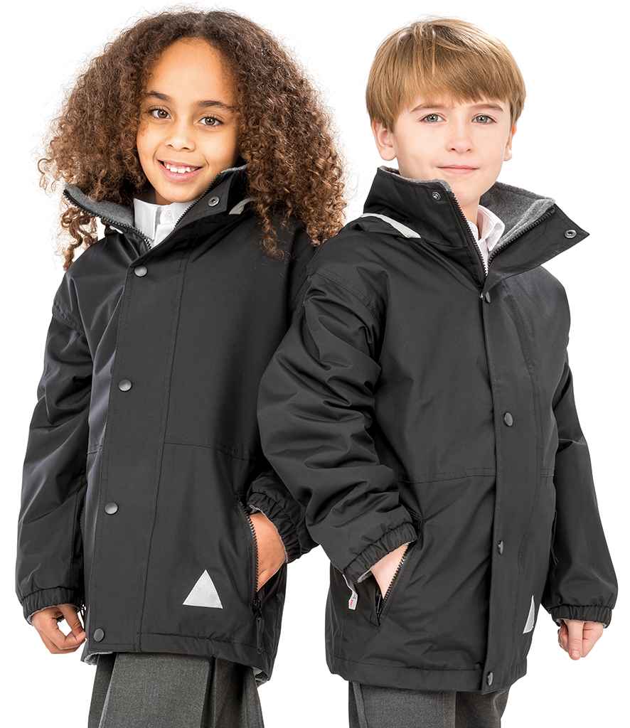 Result Recycled Kids/Youths Fleece Lined StormDri 6000 Jacket | Black/Grey
