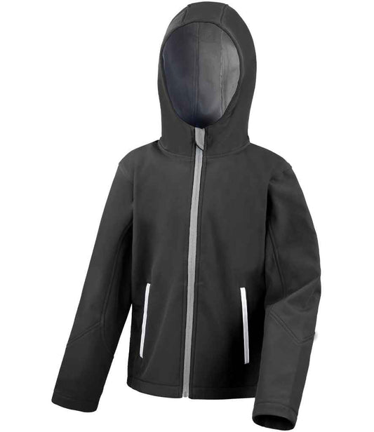 Result Core Kids TX Performance Hooded Soft Shell Jacket | Black/Grey