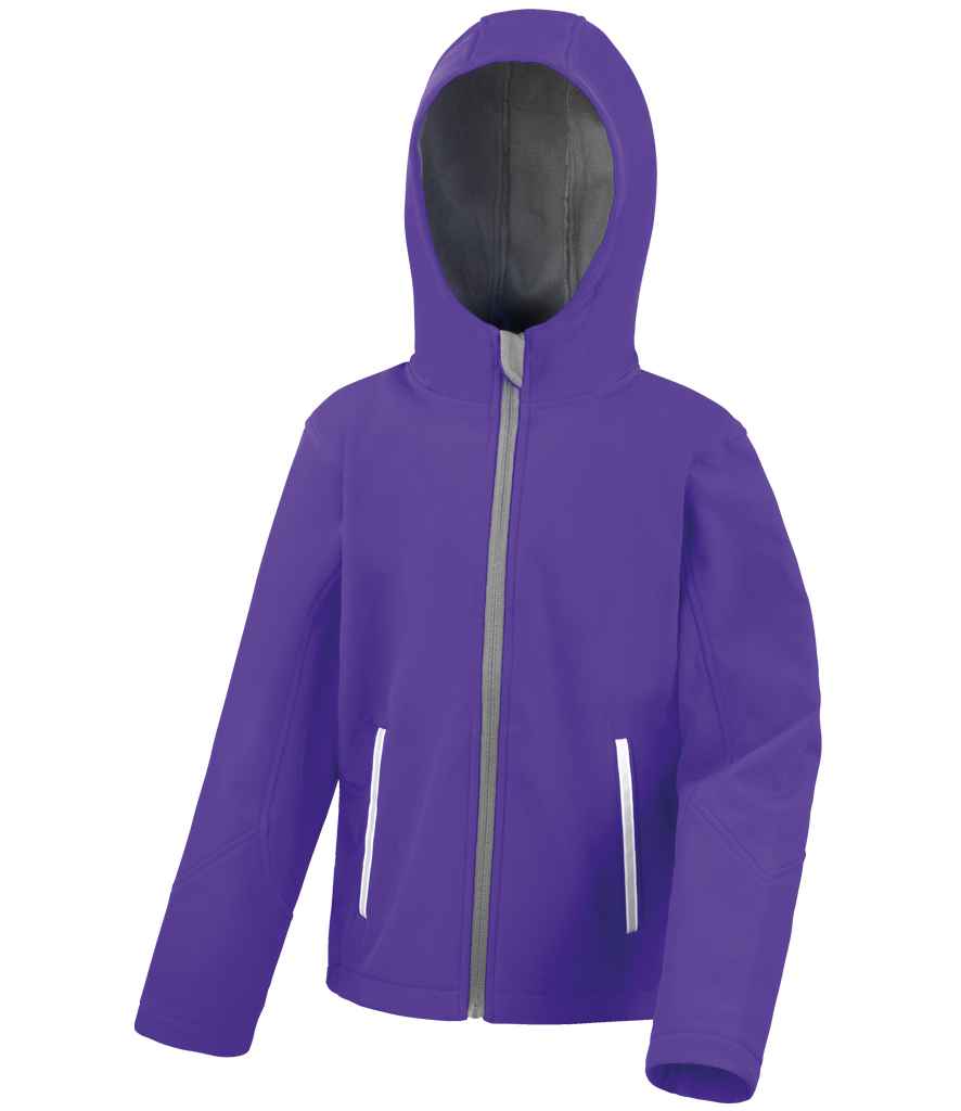 Result Core Kids TX Performance Hooded Soft Shell Jacket | Purple/Grey