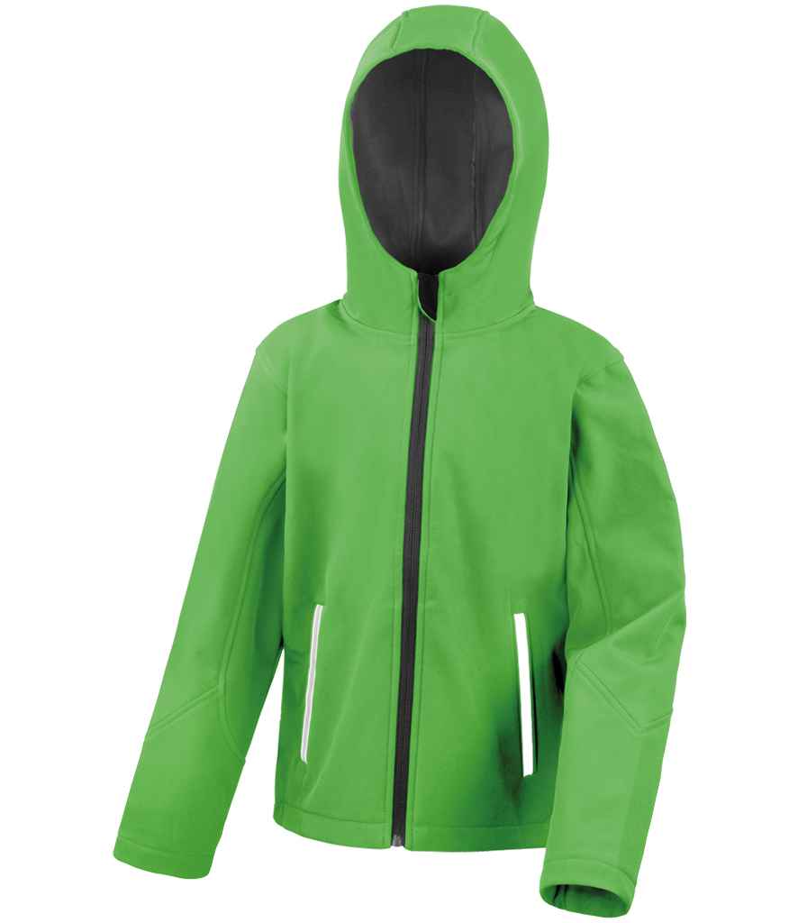Result Core Kids TX Performance Hooded Soft Shell Jacket | Vivid Green/Black