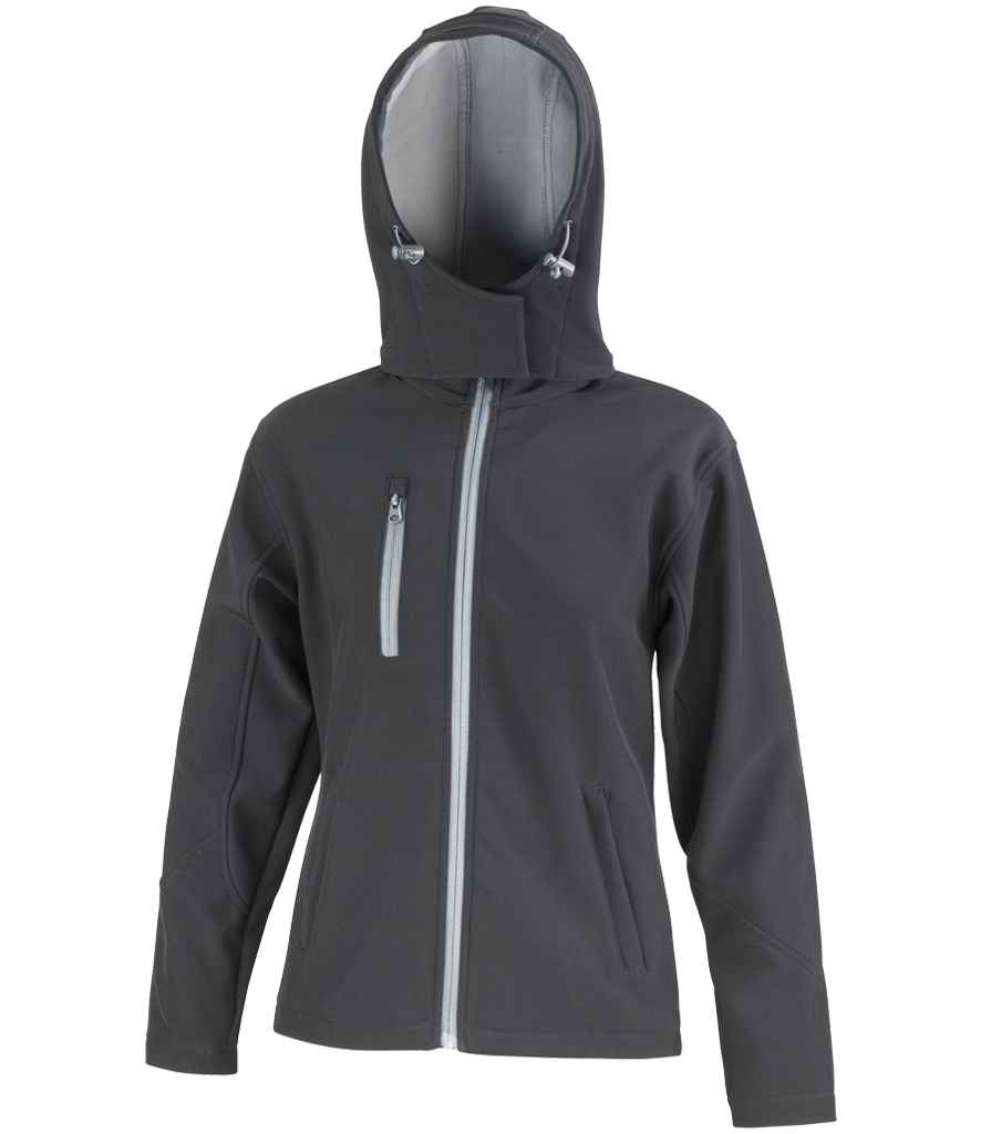 Result Recycled Ladies Hooded Soft Shell Jacket | Black/Grey