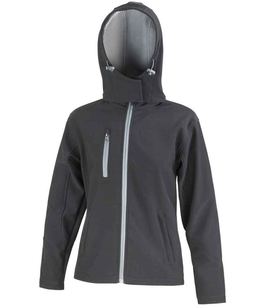 Result Recycled Ladies Hooded Soft Shell Jacket | Black/Grey