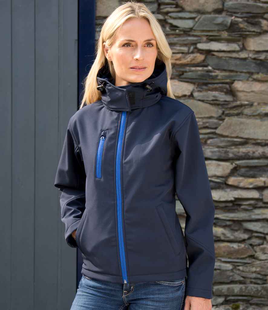 Result Recycled Ladies Hooded Soft Shell Jacket | Navy/Royal Blue