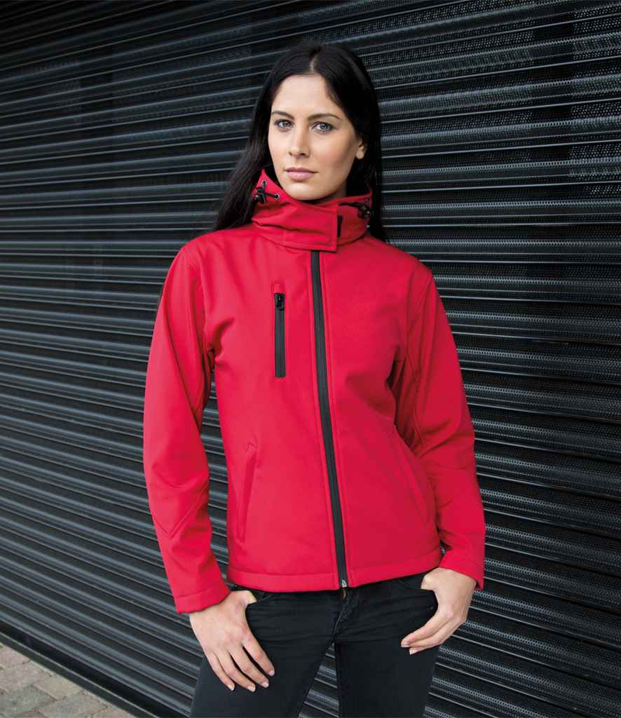 Result Recycled Ladies Hooded Soft Shell Jacket | Red/Black