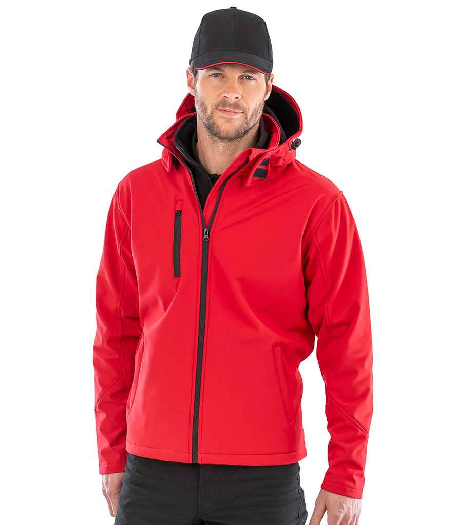 Result Recycled Hooded Three Layer Soft Shell Jacket | Red/Black