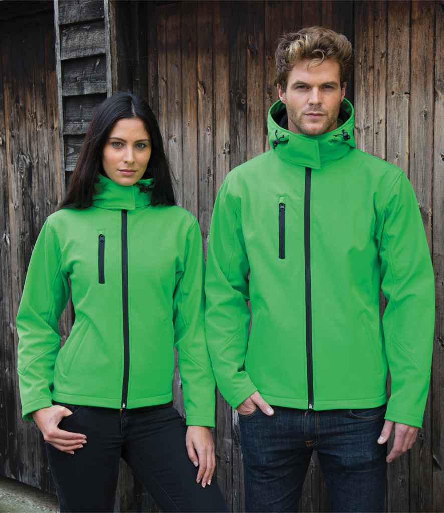 Result Recycled Hooded Three Layer Soft Shell Jacket | Vivid Green/Black