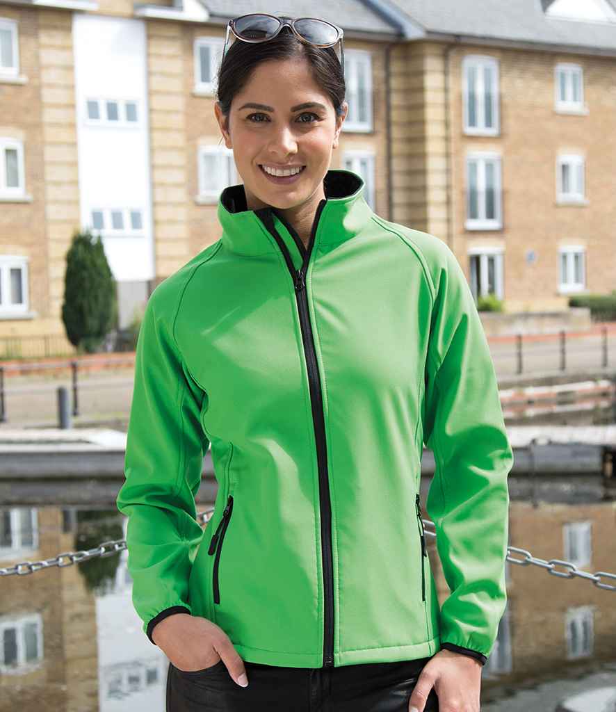 Result Recycled Ladies Printable Soft Shell Jacket | Vivid Green/Black