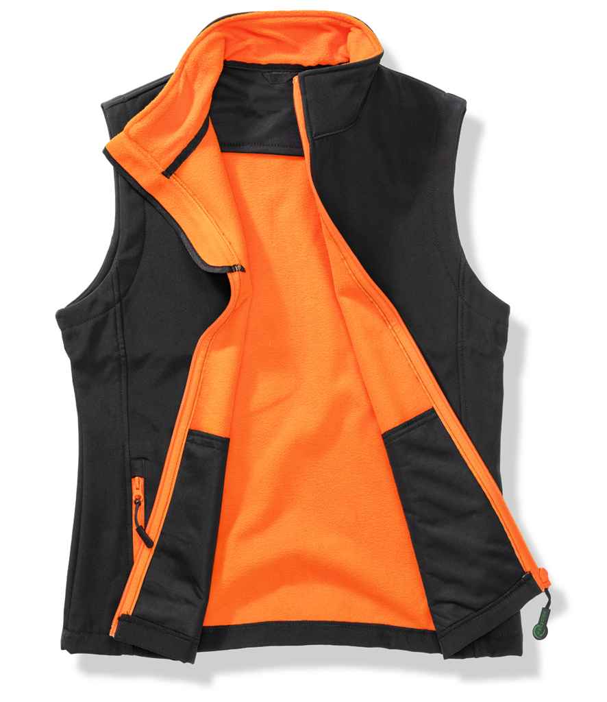 Result Recycled Ladies Printable Soft Shell Bodywarmer | Black/Orange