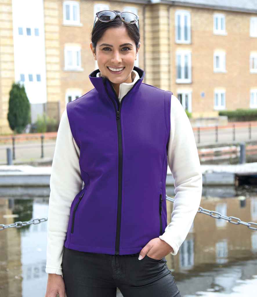 Result Recycled Ladies Printable Soft Shell Bodywarmer | Purple/Black
