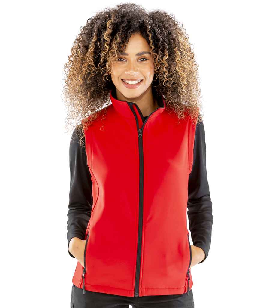 Result Recycled Ladies Printable Soft Shell Bodywarmer | Red/Black