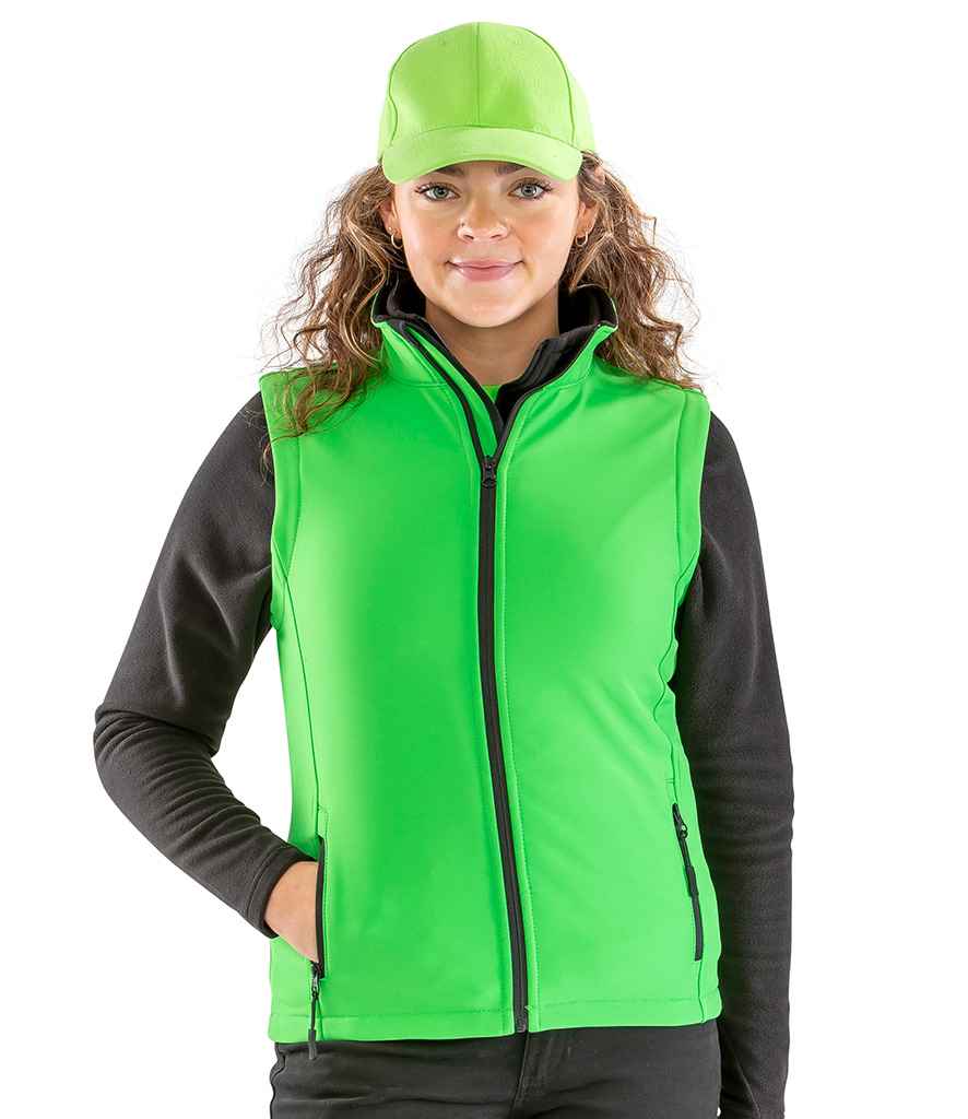Result Recycled Ladies Printable Soft Shell Bodywarmer | Vivid Green/Black