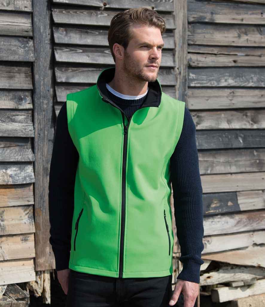 Result Recycled Printable Soft Shell Bodywarmer | Vivid Green/Black