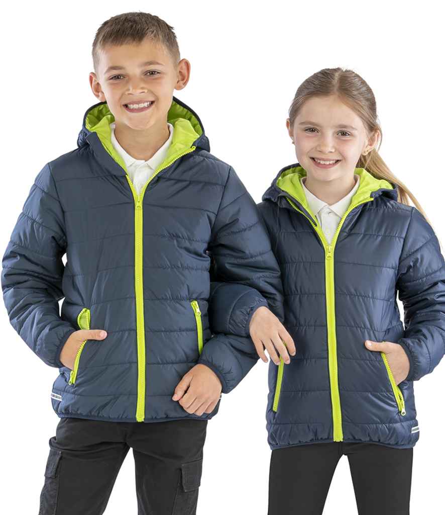 Result Core Kids Padded Jacket | Navy/Lime Green