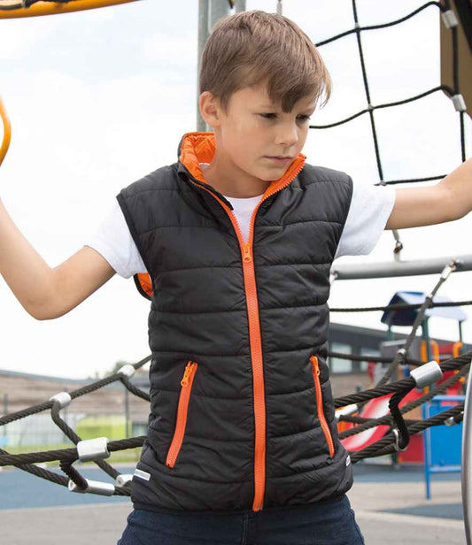 Result Core Kids Padded Bodywarmer | Black/Orange