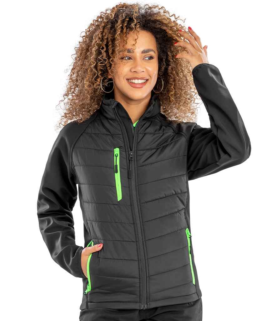 Result Recycled Compass Padded Jacket | Black/Lime Green