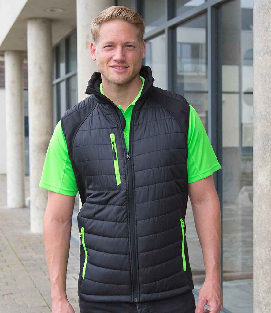 Result Recycled Compass Padded Gilet | Black/Lime Green