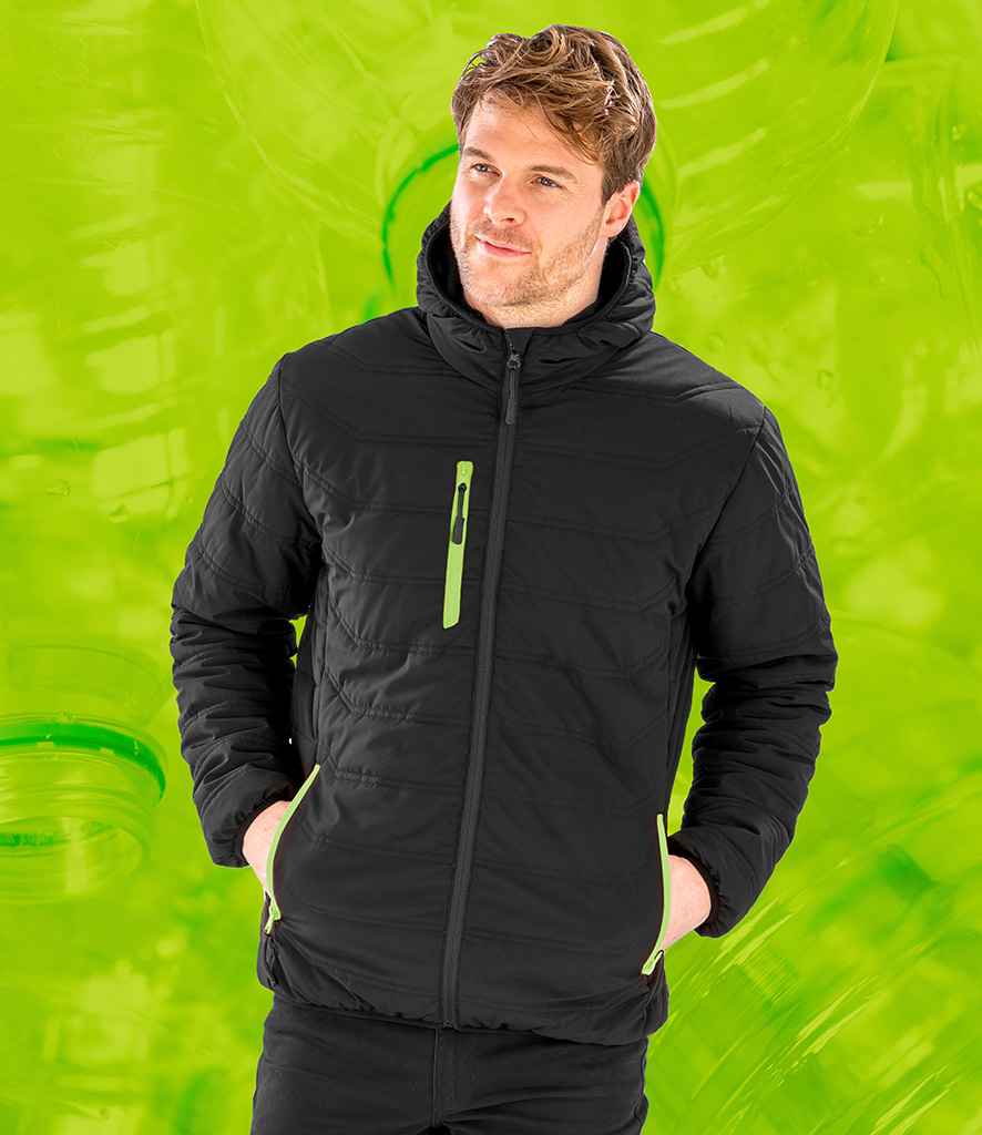 Result Recycled Compass Padded Winter Jacket | Black/Lime Green
