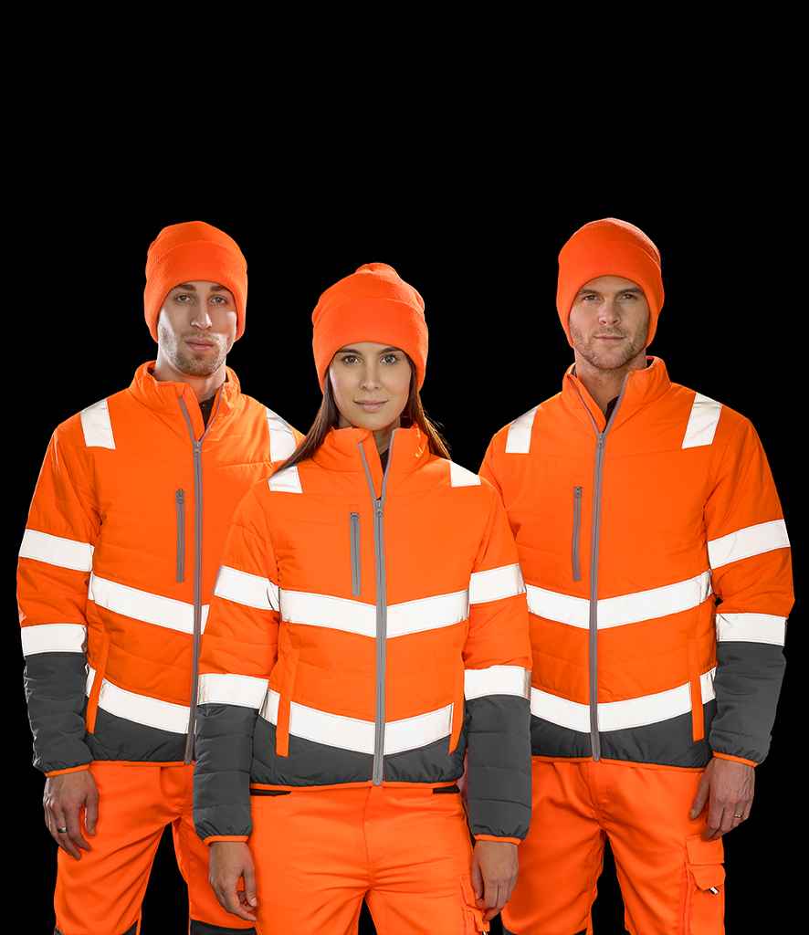 Result Safe-Guard Ladies Soft Safety Jacket | Fluorescent Orange/Grey