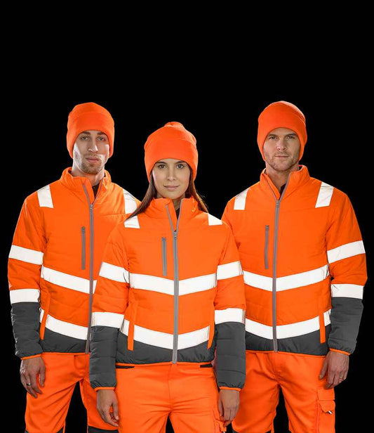 Result Safe-Guard Ladies Soft Safety Jacket | Fluorescent Orange/Grey