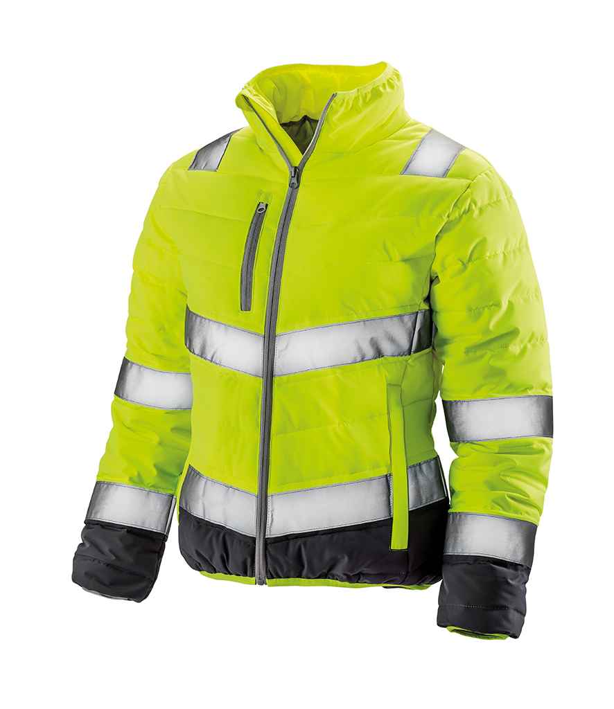 Result Safe-Guard Ladies Soft Safety Jacket | Fluorescent Yellow/Grey
