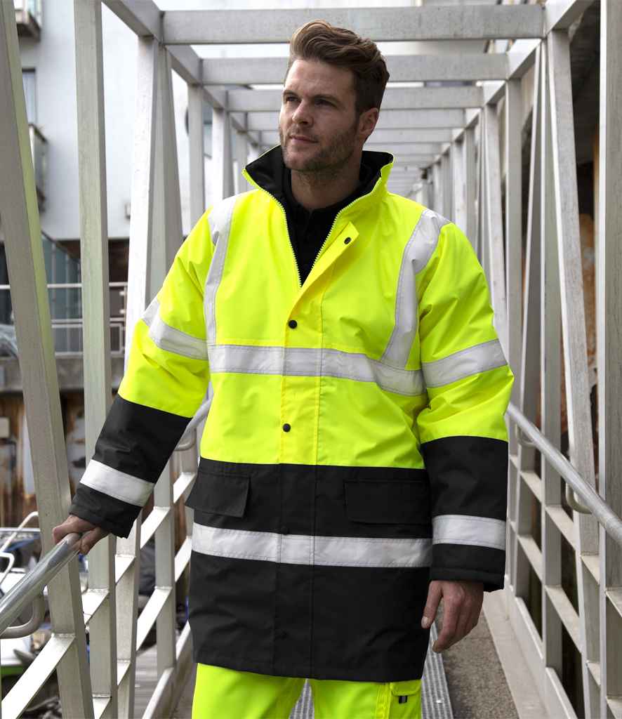 Result Core Motorway Two Tone Safety Jacket | Fluorescent Yellow/Black