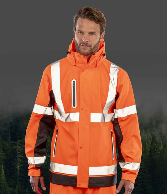 Result Recycled Heavy Duty Prism PU Safe and Dry Jacket | Fluorescent Orange/Black