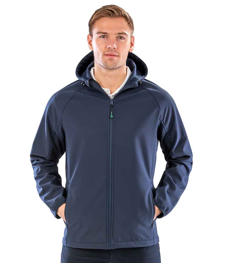 Result Recycled Three Layer Printable Hooded Soft Shell Jacket | Navy