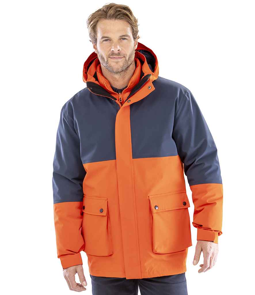 Result Recycled 3-in-1 Padded Ripstop Jacket | Orange/Navy
