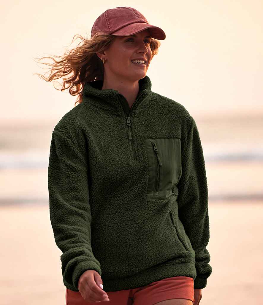 Ravine Unisex 1/4 Zip Borg Fleece | Olive Green