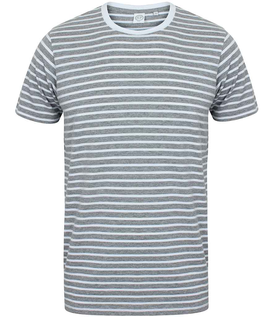 SF Clothing Unisex Striped T-Shirt | Heather Grey/White