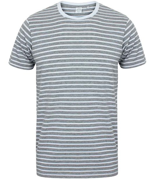 SF Clothing Unisex Striped T-Shirt | Heather Grey/White