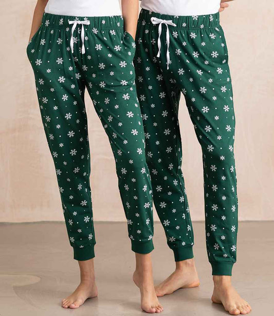 SF Clothing Ladies Lounge Pants | Bottle Green/White Snowflakes