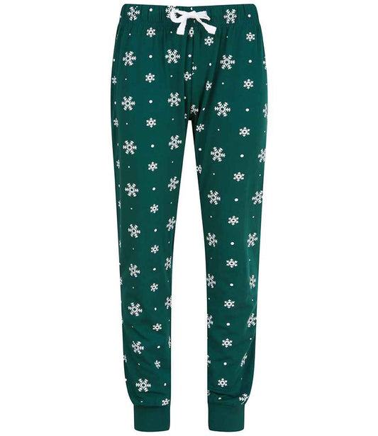 SF Clothing Kids Lounge Pants | Bottle Green/White Snowflakes