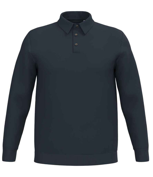 Spasso Knitted Long Sleeve Polo Shirt | Navy