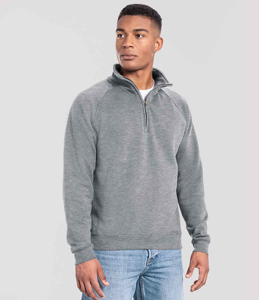 Fruit of the Loom Iconic Premium Zip Neck Sweatshirt | Athletic Heather