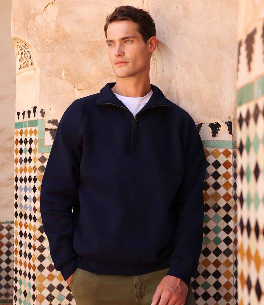 Fruit of the Loom Iconic Premium Zip Neck Sweatshirt | Deep Navy