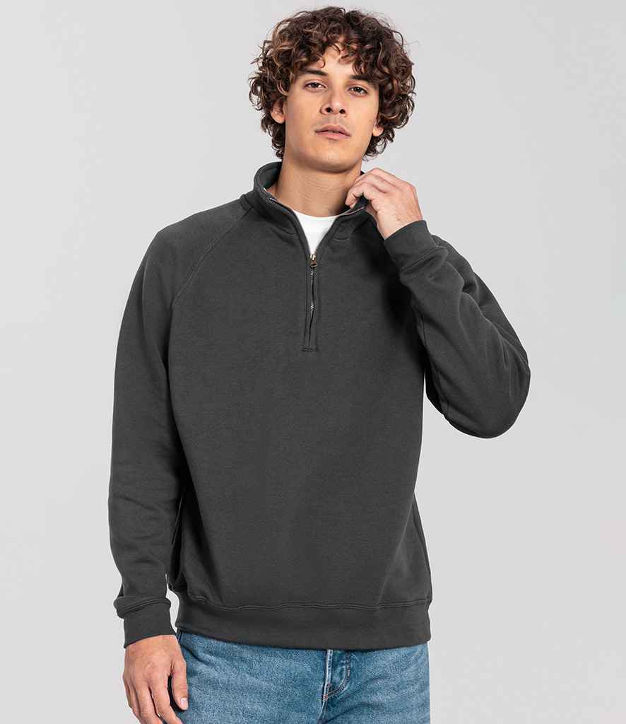 Fruit of the Loom Iconic Premium Zip Neck Sweatshirt | Light Graphite