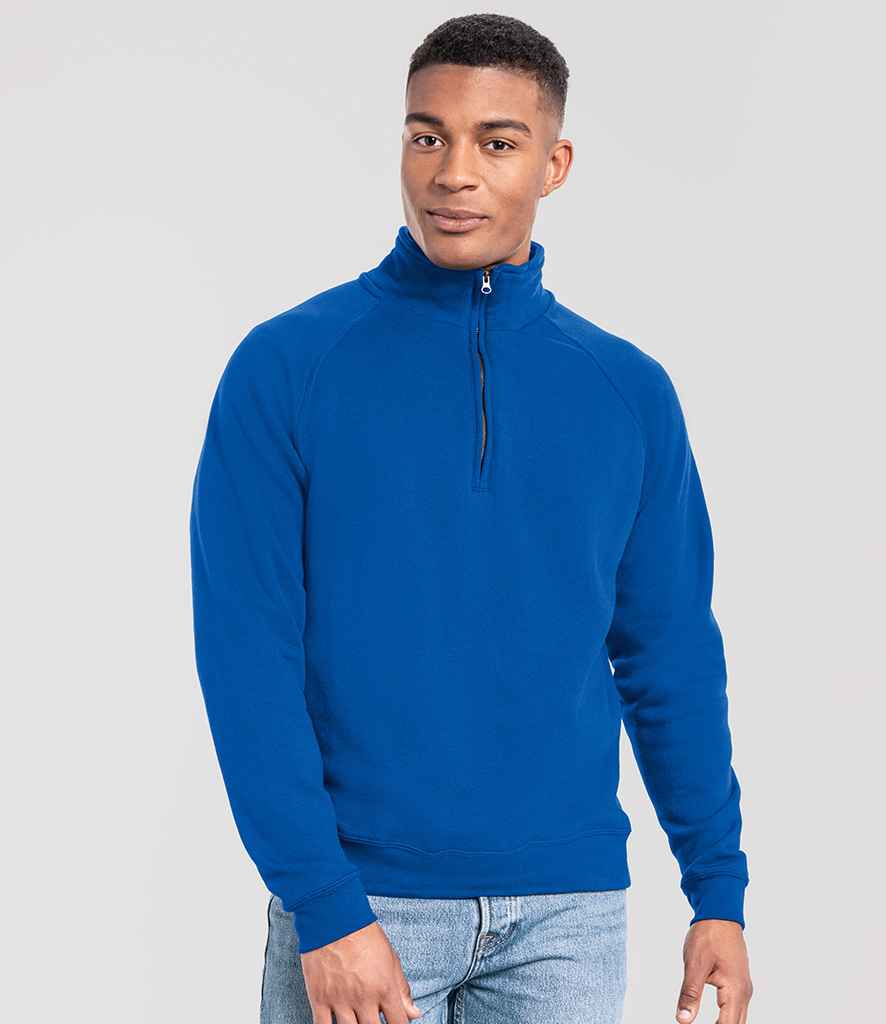 Fruit of the Loom Iconic Premium Zip Neck Sweatshirt | Royal Blue