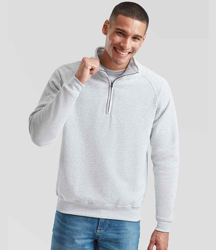 Fruit of the Loom Classic Zip Neck Sweatshirt | Heather Grey