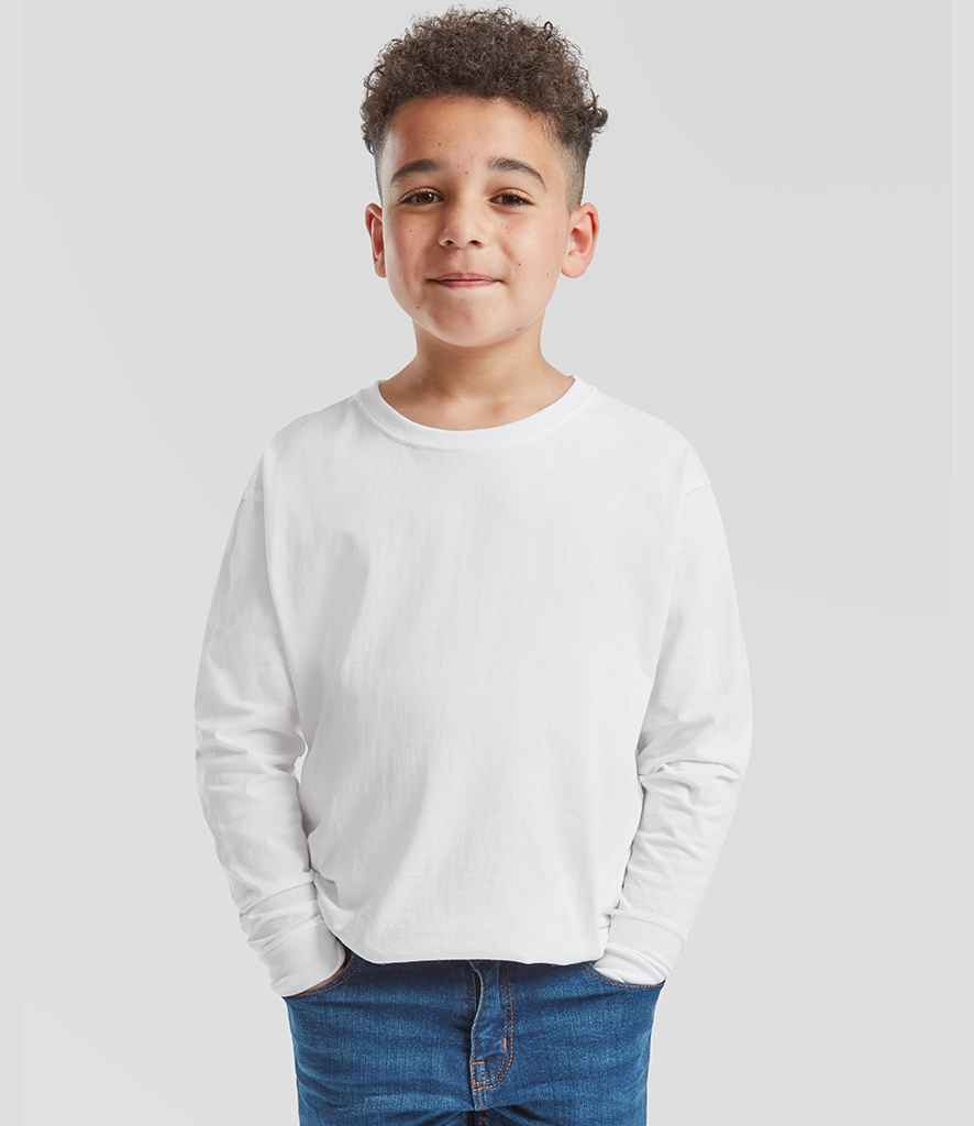 Fruit of the Loom Kids Long Sleeve Value T-Shirt | White