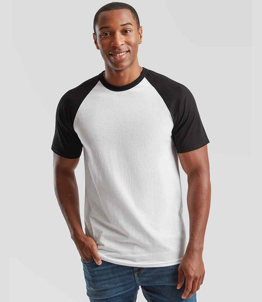 Fruit of the Loom Contrast Baseball T-Shirt | White/Black