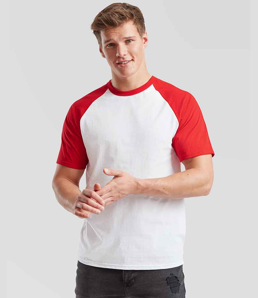 Fruit of the Loom Contrast Baseball T-Shirt | White/Red
